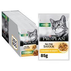 PRO PLAN STERILISED ADULT WET CAT FOOD WITH CHICKEN GRILLED IN GRAVY, 26 X 85G